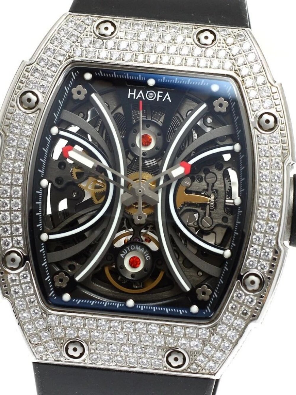 HAOFA mechanical 1909L CrystalBezel skeleton Dial Automatic Men's Watch_918803